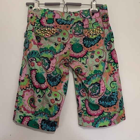 Vintage Marciano Y2K Psychedelic Bermuda Shorts Pink Green Festival Dopamine - Picture 4 of 7